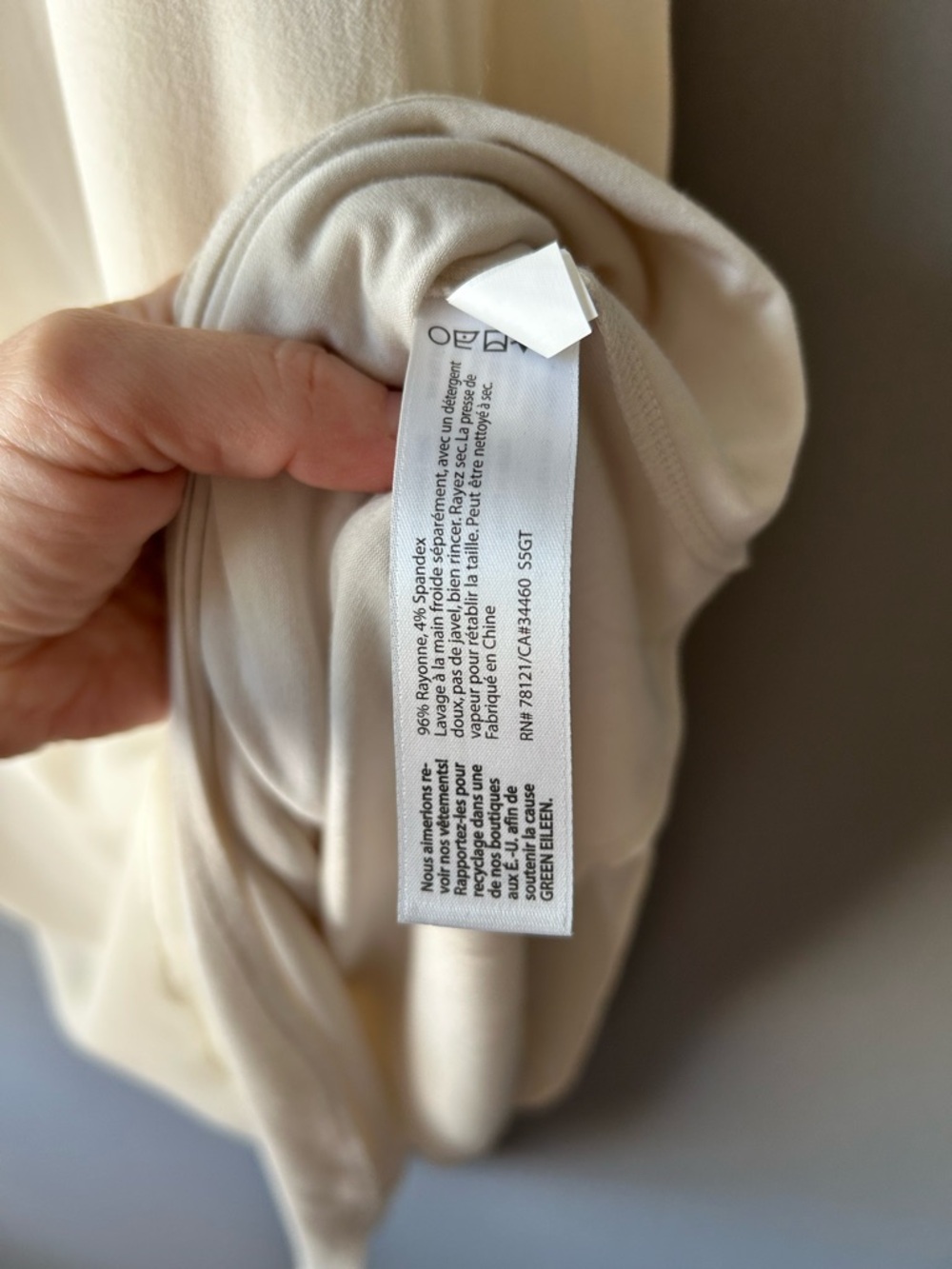Eileen Fisher Cream Asymmetrical Sleeveless Dress - Picture 3 of 6